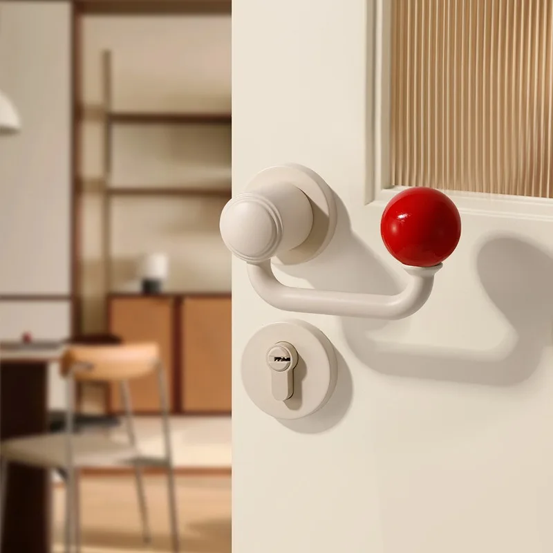 

Cream Style Indoor Wooden Door Door, Household Magnetic/silent Color Dopamine Split Handle Lock