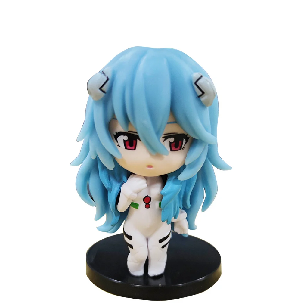 1Pcs Random Style 10CM 2023 Anime NEON GENESIS EVANGELION EVA Asuka Ayanami Rei Q version Kawaii Figure PVC Model Toys Doll Gift