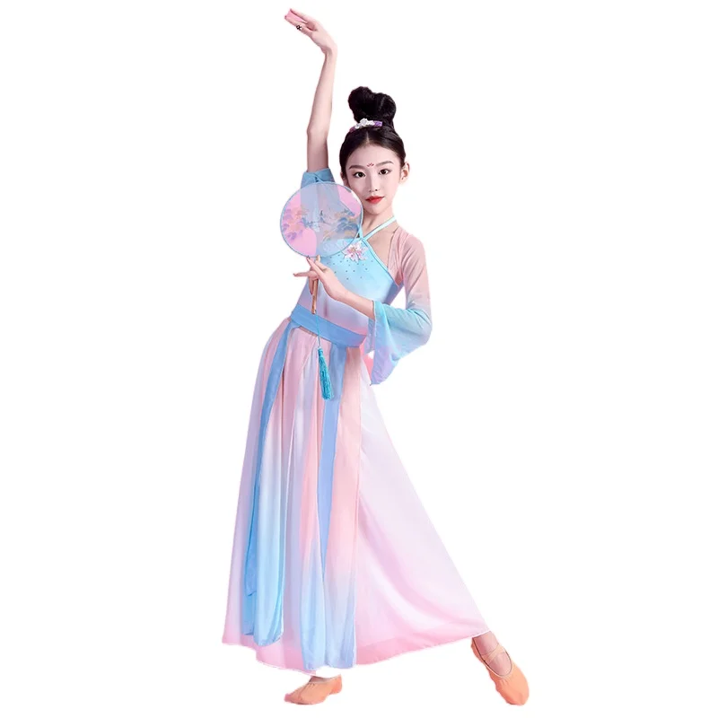 Children's classical dance performance clothes for Girls' elegant Chinoiserie dance clothes Fan dance performance