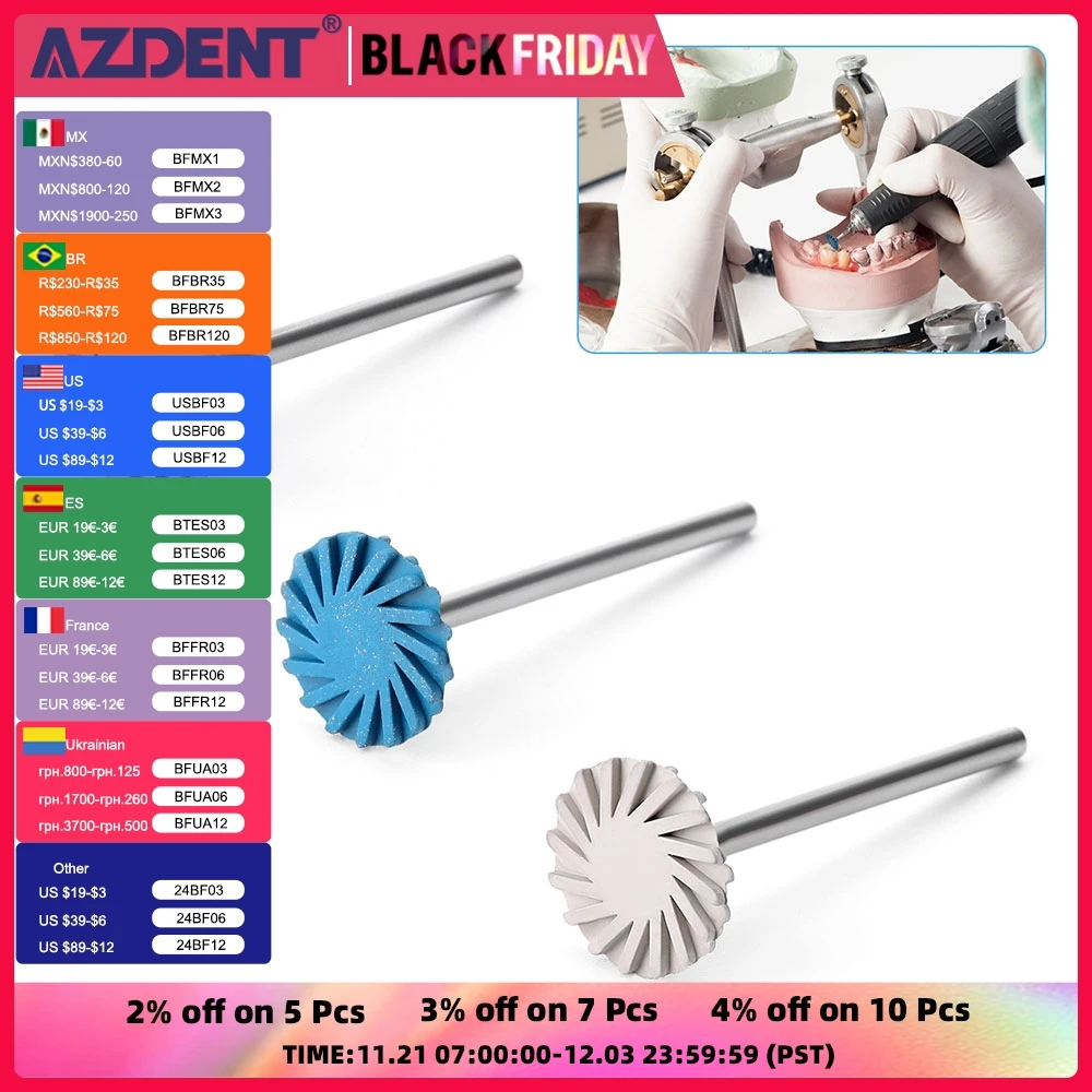 3 Pcs/Box AZDENT Dental Composite Polishing Diamond HP Disc 14mm Wheel Coarse Medium Fine Kit HP 2.35mm for Ceramic Zirconia