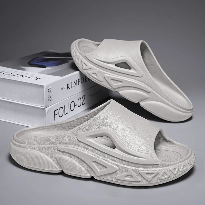 Y2k 2026 New Korean Style Gray Slippers Unisex Trendy Cloud Cushion Slides Non-Slip Thick Sole Summer Shoes for Home Street