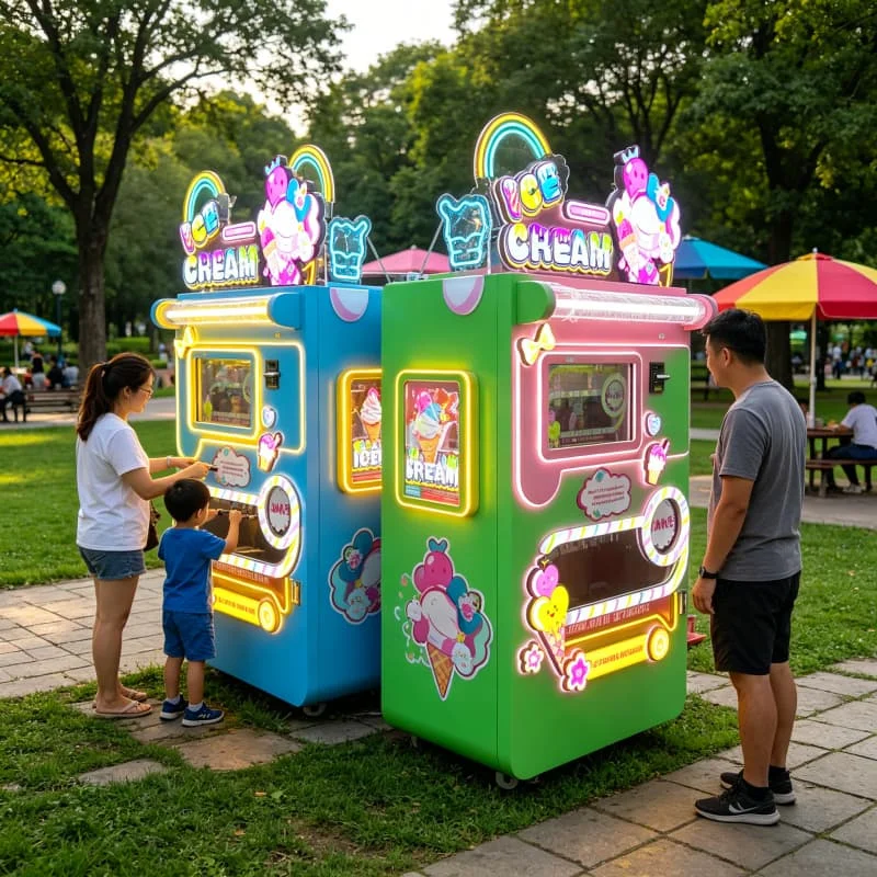 Commercial Soft Serve Ice Cream Machine Self Service Countertop 2 Flavor 220V 2500W For Restaurant Dessert Station Cafe