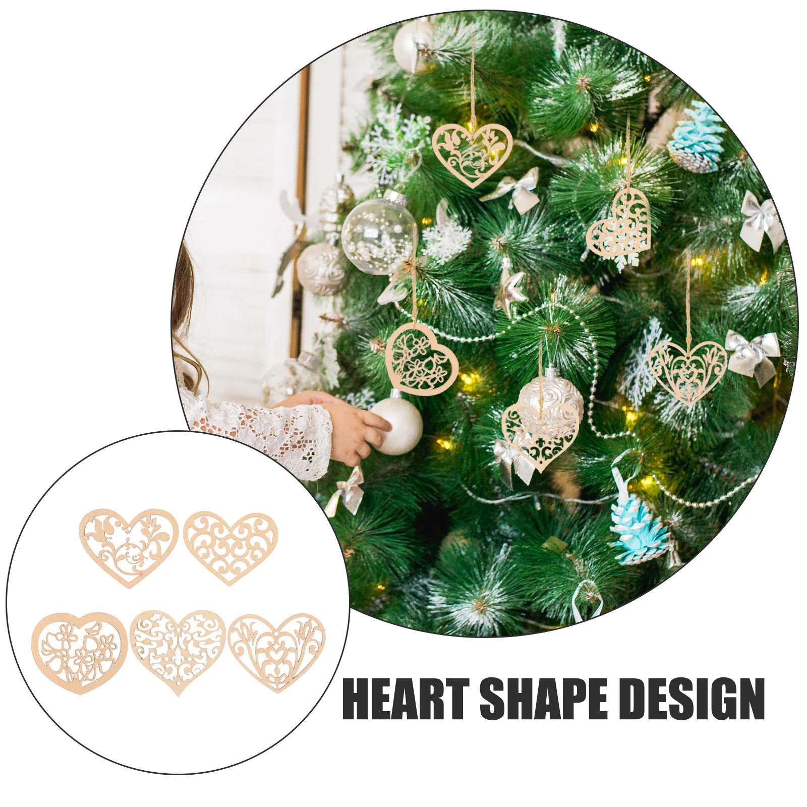

100pcs Wooden Hollow Heart Ornaments Love Shape Craft Decor For Christmas Birthday Party Wall Hanging Diy Wood Slice Accessories