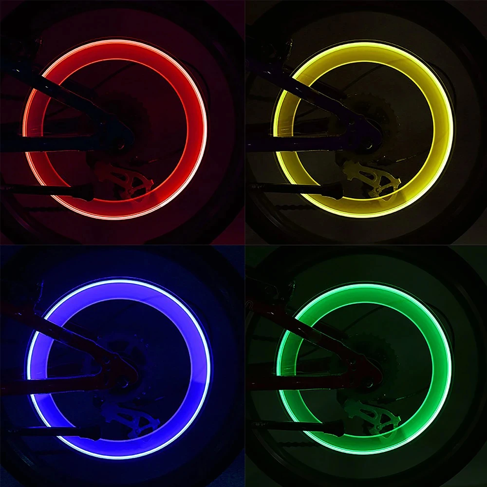 1X 2X 4X Colorful Bicycle Lights LED Lights with Batteries for Road Mountain Bike Tyre Tire Valve Cap Bicycle Accessories