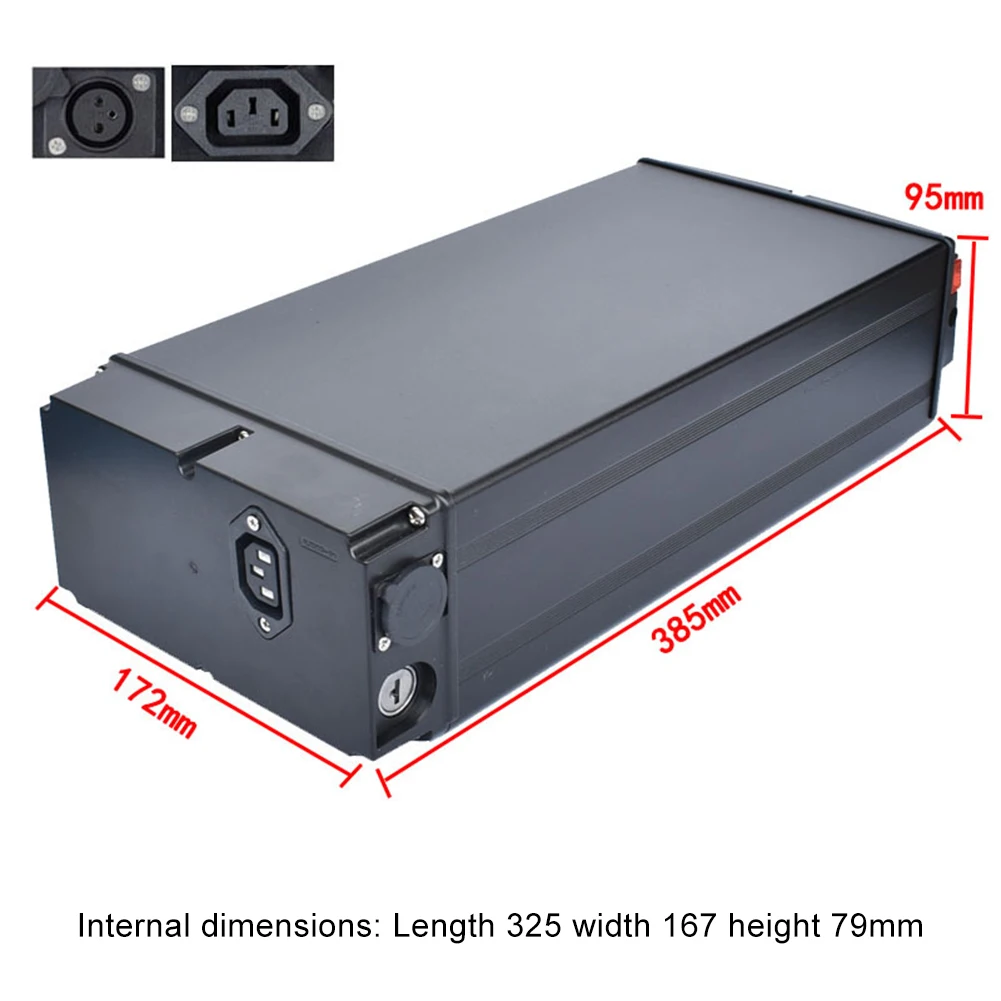 Electric Bike Battery Box, Grande Capacidade Titular, Caso com Carregamento Soquete, Porta de Saída, E-Bike Parts, Acessórios, 1865, 21700