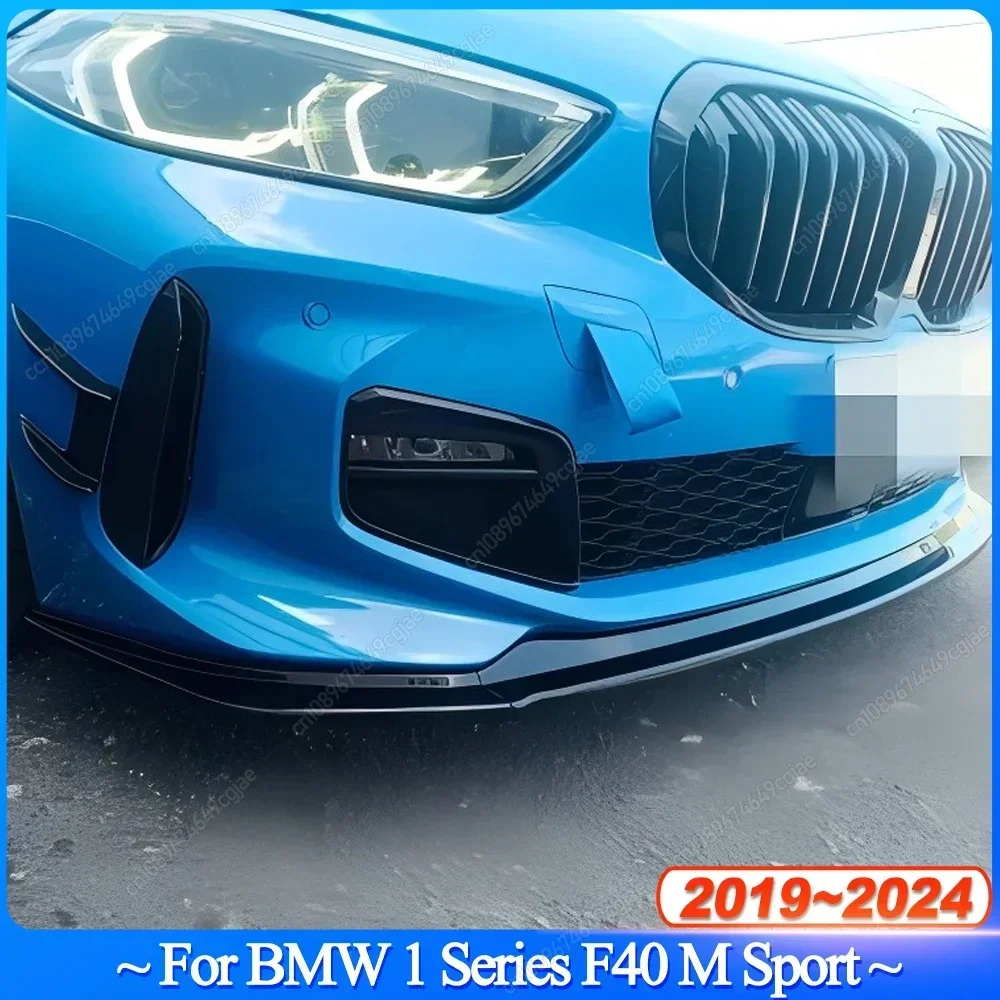 For BMW 1 Series F40 M-Sport 118i 120d 128ti M135i xDrive 2019-2024 Front Bumper Lip Diffuser & Side Spoiler Splitter Wind Knife