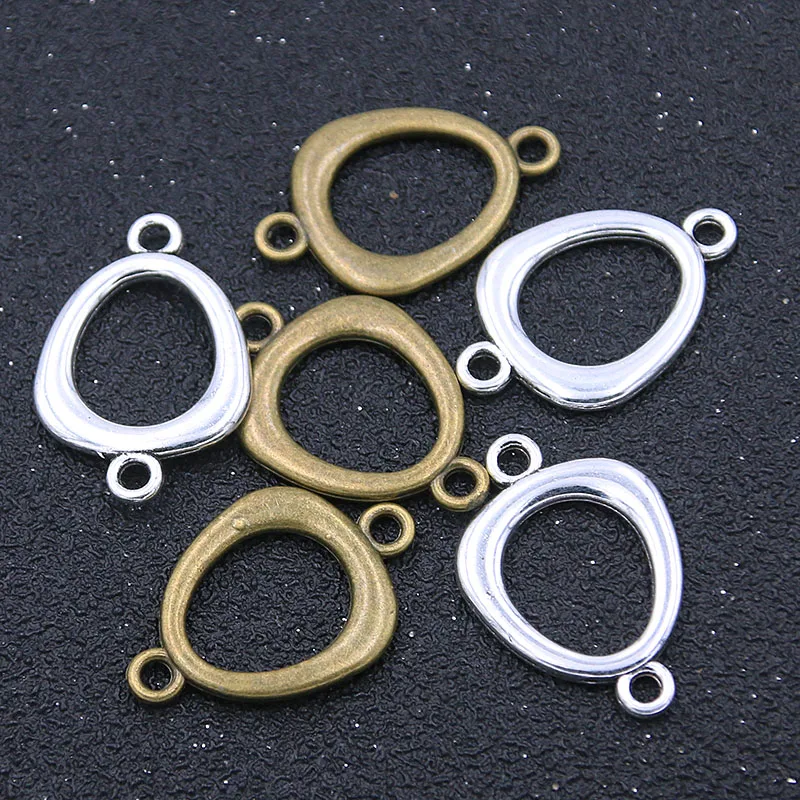 20PCS 18*27mm New Product Charms Geometry Two Color Metal Alloy Connector  Oval DIY Jewelry Accessories Marking Material