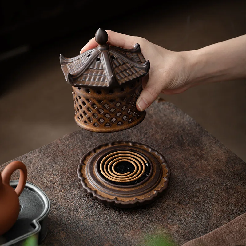 

Китайская ретро-курильница для ароматерапии Guta, керамическая тарелка, курильница, бытовая курильница из сандалового дерева, линия сиденья, курильница, домашняя дзен-чай