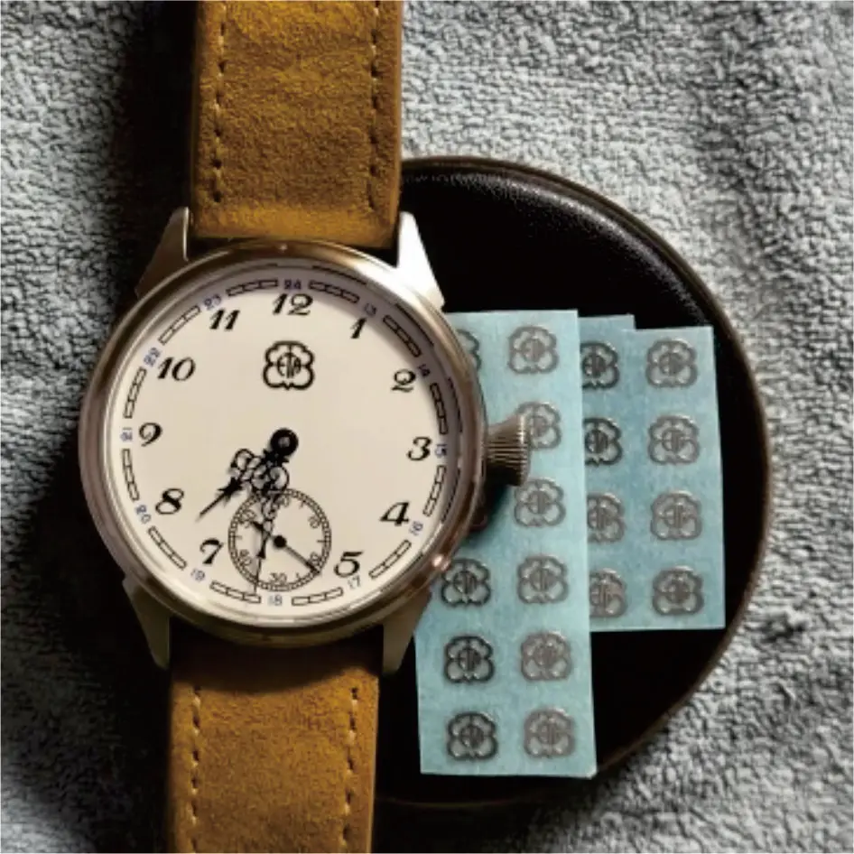 custom 3D watch dial sticker gold metal transfer silver 28.5mm label small brand  logo customized name carve self-adhesive logos