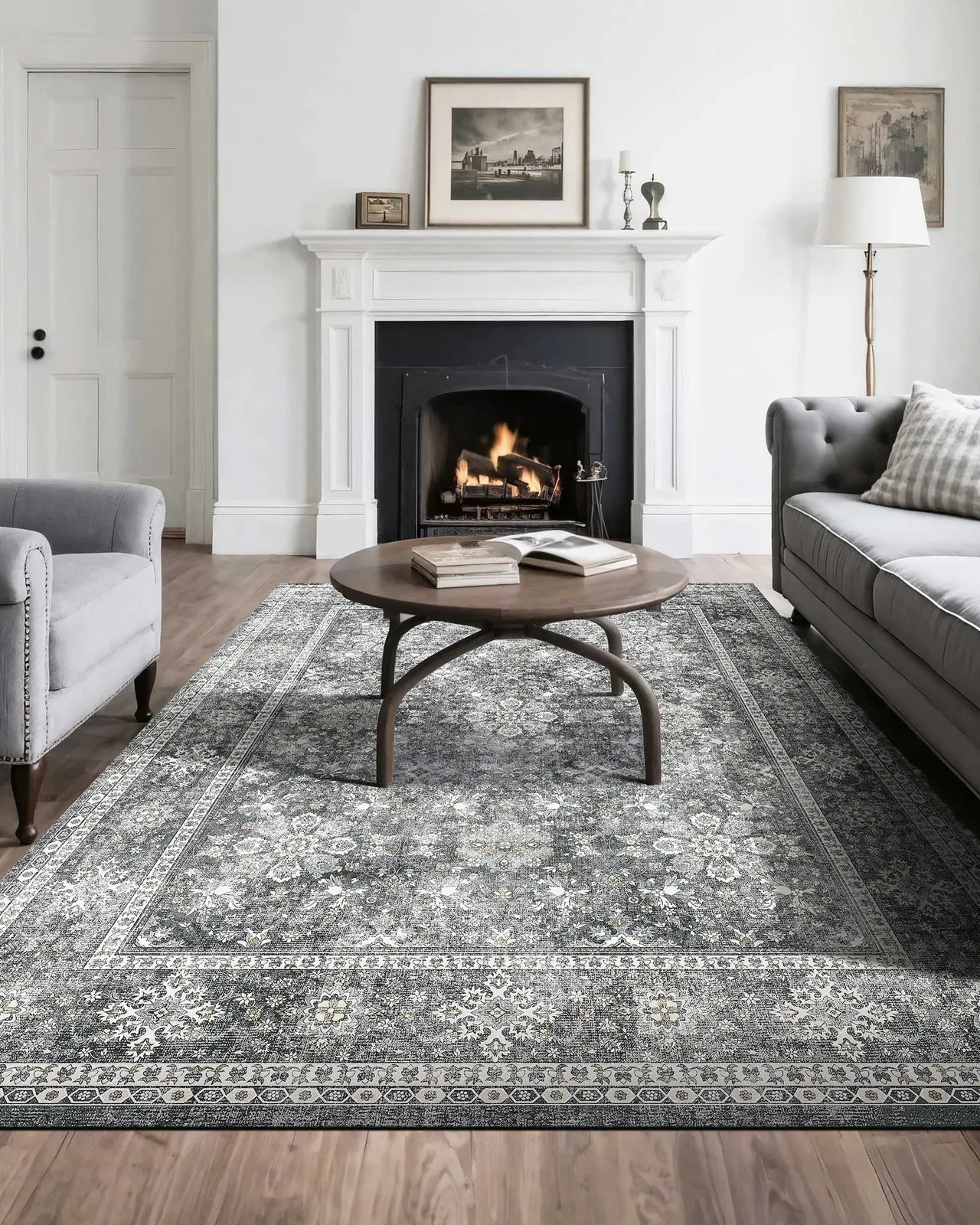 

Uimoso 8 x 10ft Area Rug Floor Mat Carpet Washable Vintage Throw Rugs Anti Skid