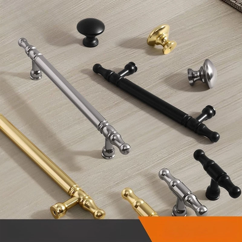 Modern Nordic Golden Drawer Handles for Wardrobe Cabinet Black Extended Pulls