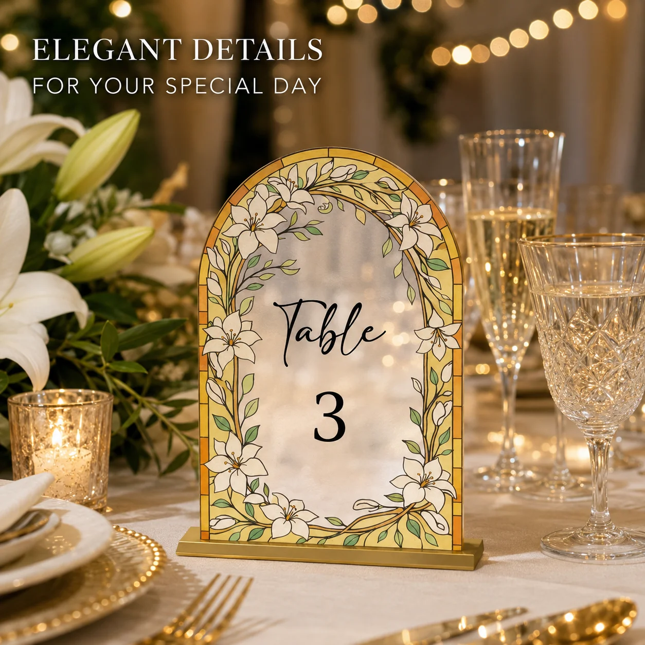Custom Unique Floral Wedding Table Number Sign 5pcs Acrylic Arch Table Numbers Romantic Wedding Party Events Reception Decor