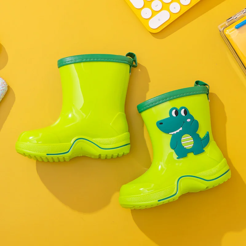 Zapatos de lluvia impermeables para niños, Botas de lluvia impermeables, zapatos antideslizantes de dibujos animados para niños y niñas, zapatos cálidos para bebés, otoño