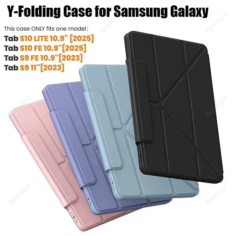 Y-Folding Case for Samsung Tab S10 Lite S11 S9 S10 FE 11 inch Slim Folio Stand Tablet Cover Multi-Angle Viewing Auto Wake/Sleep