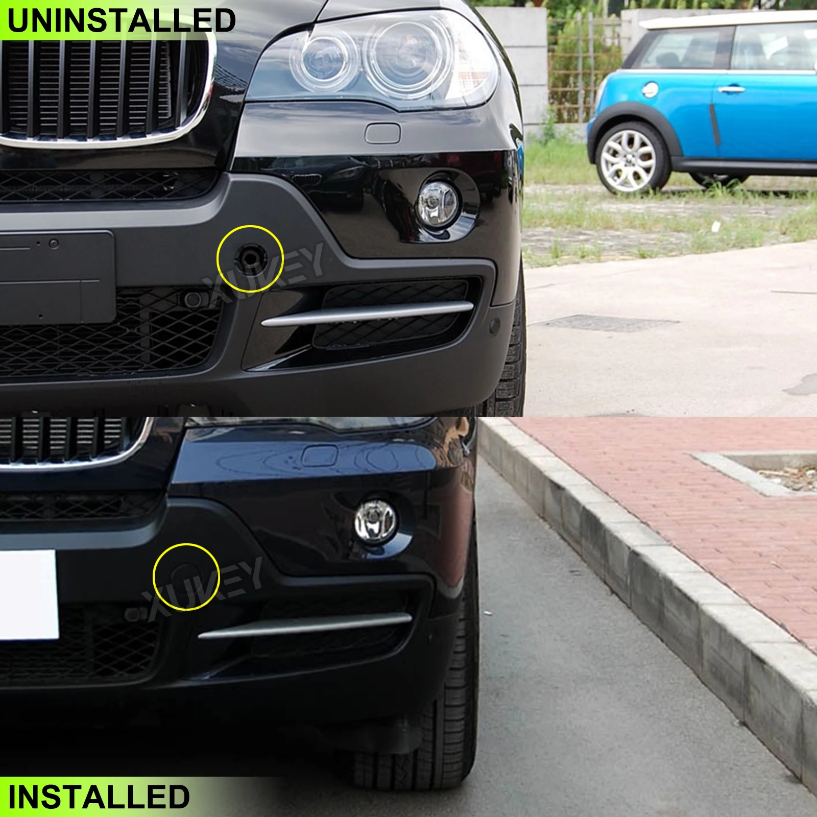Vordere Abschlepp haken Ösen abdeckung links rechts Stoßstangen-Abschlepp kappe unbemalt 3,0 4,8 für BMW X5 E70 3,0 si 2007 i 2010 d 2008-2015 – Detail 4