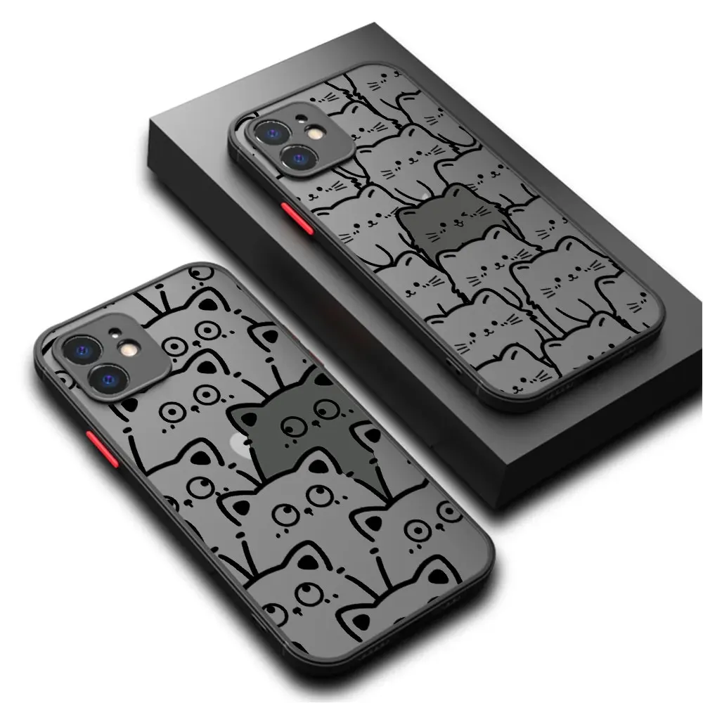 Lucky Cat Telefoonhoesje Voor Apple Iphone 16 11 13 15 12 14 Pro Max 7 X Xs 14 8 Plus 15 16 Pro Matte Hoes