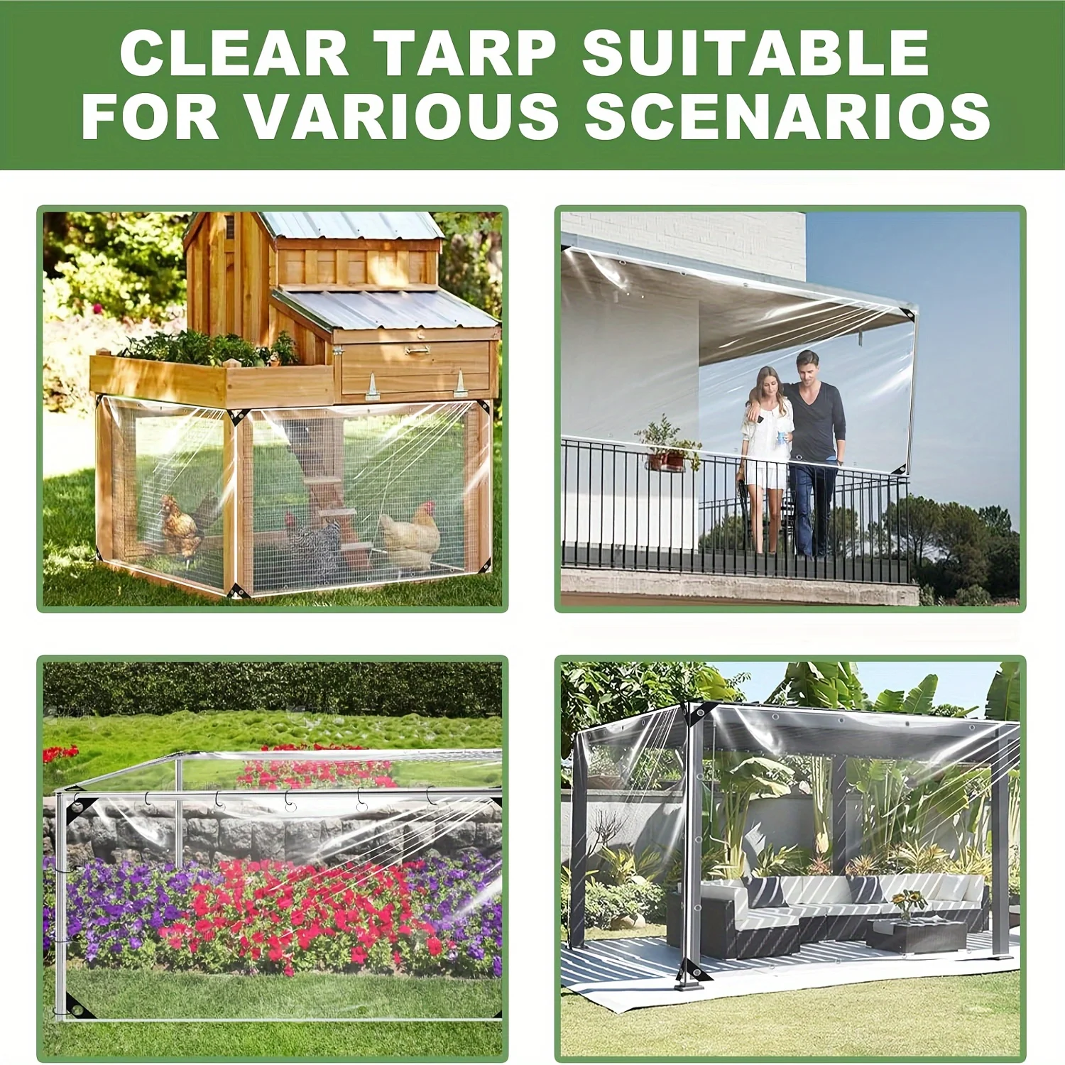 ستارة بانورامية شفافة مقاومة للماء مع حواف مغناطيسية - غطاء خاص مقاوم للمطر لمدخل/مخرج الفناء والشرفة