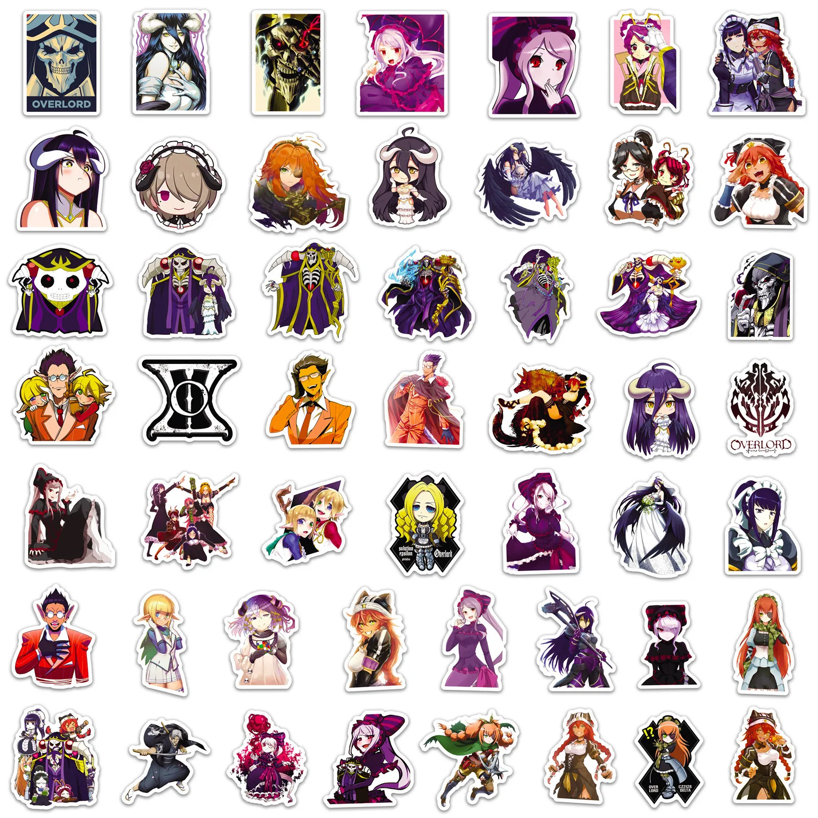 50Pcs Anime Two-dimensional Overlord Series Graffiti Stickers Suitable for Laptop Helmets Desktop Decoration DIY Stickers