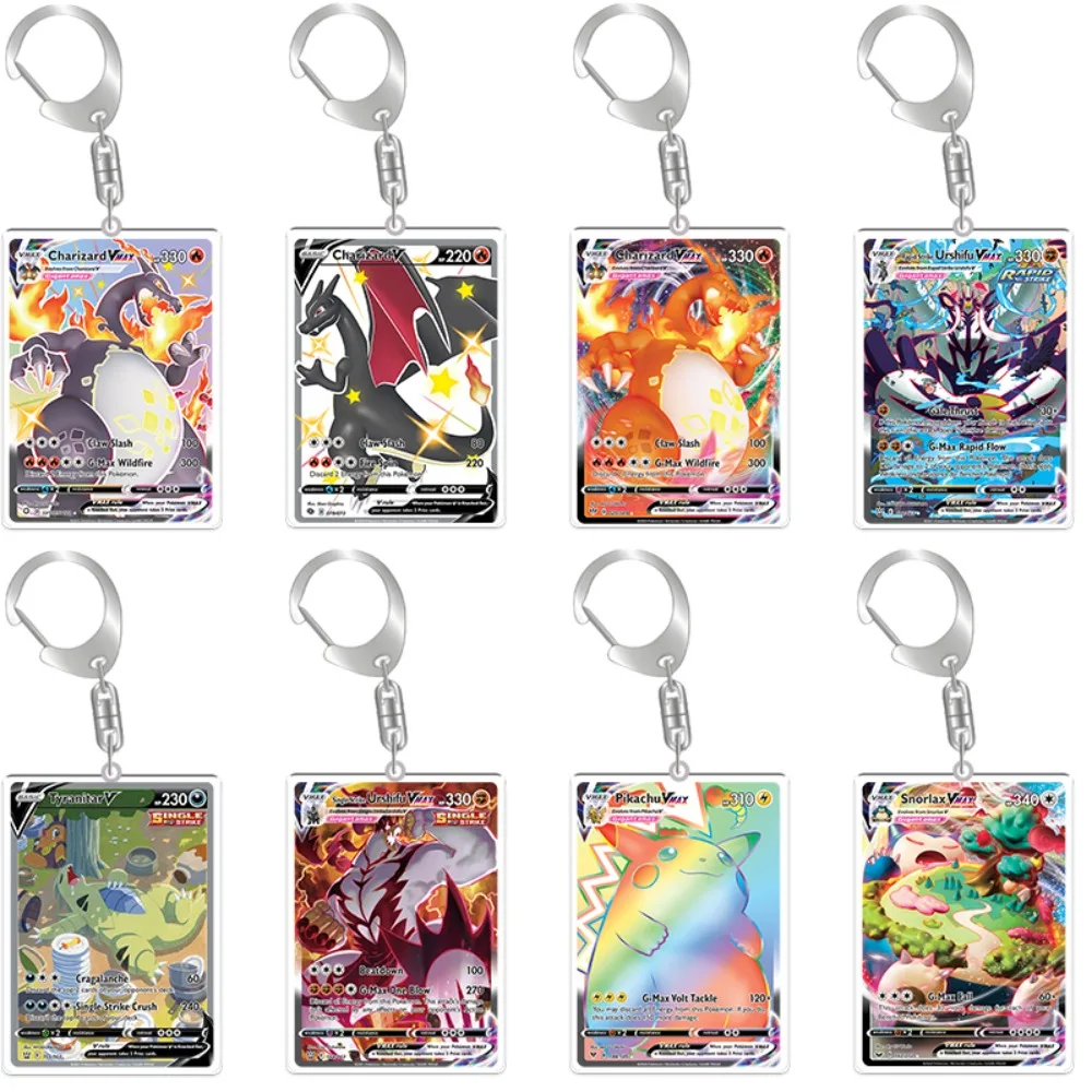 

English for Pokemon PTCG Card Acrylic Keychain Charizard Tyranitar Urshifu Snorlax Empoleon Pendant Anime Peripheral Gift
