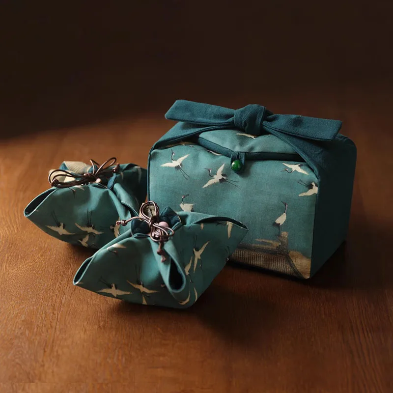 Tea Cup Bags with Drawstring Foldable Cloth Bag Chinese Style Printed, Scenic Travel Bag Teapot Tea Set Storage Organizer view 2