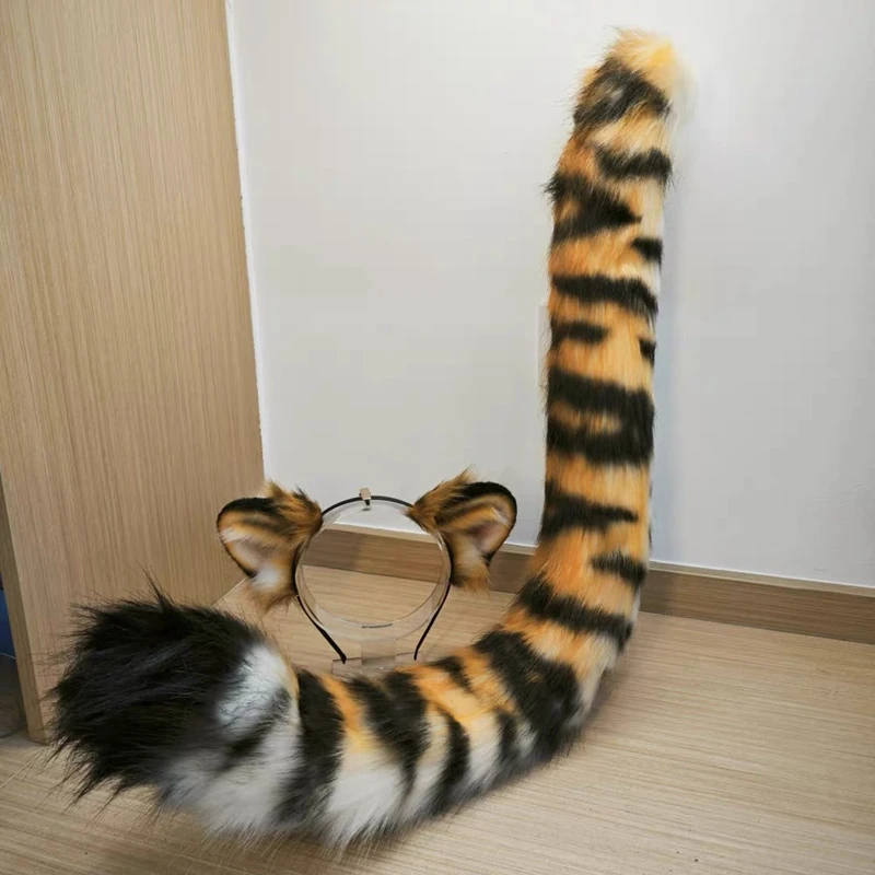 

Ручная работа, аниме-косплей реквизит, имитация ушей животных (снежный барс, белый тигр), ободок для волос, хвост, головной убор для Хэллоуина и Рождества