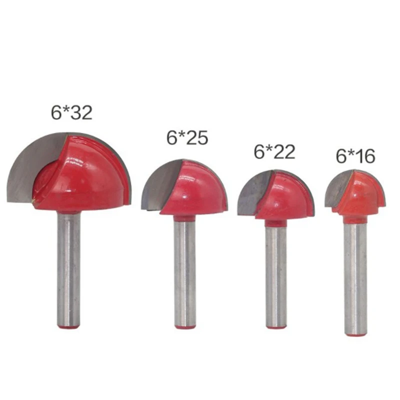 Fresa de punta de bola de vástago de 6Mm, juego de brocas para enrutador de madera, fresa CNC de ranura redonda, núcleo de radio, carpintería de carburo sólido