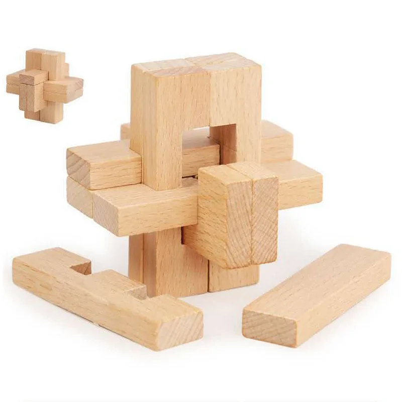 Wooden Interlocking Burr Puzzles Teenager Adults Difficult IQ Logical Brain Teasers Luban Lock Educational Toys Creative Ideas