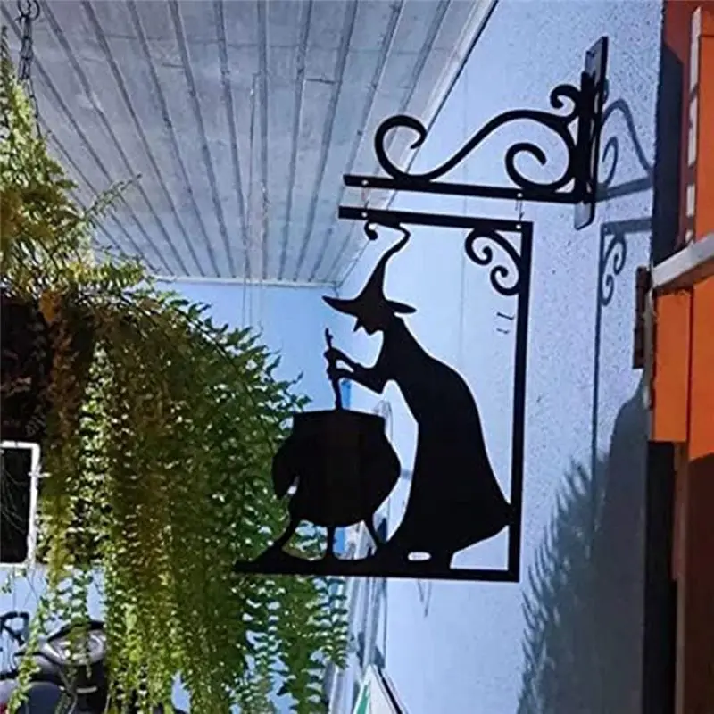 【Big Deal】1 Piece Halloween Witch Cauldron Silhouette Wall Decor Metal Witches Cauldron Wall Hanging Ornament Black