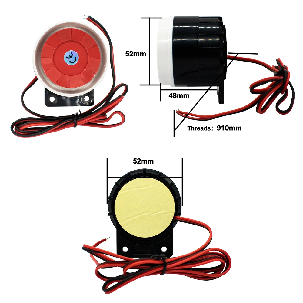 Loud DC 12V Mini Piezo Buzzer Siren Alarm High Decibel Electronic Sounder for Security System,Auto Vehicle,DIY Anti-Theft Device