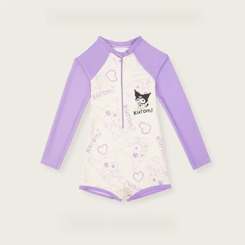 

Kawaii Kids Piece Swimsuit Kuromi Cinnamoroll Anime Sanrios Cartoon Professional Quick-Drying Sunscreen Swimwear Beachclothes
