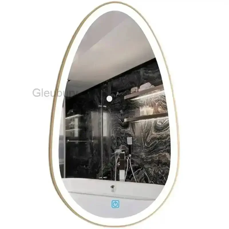 #Up Irregular Hanging Wall Mirror Make Bathroom Vanity Smart Vanity Mirror Led Light Miroir Salle De Bain Room Decoration Items