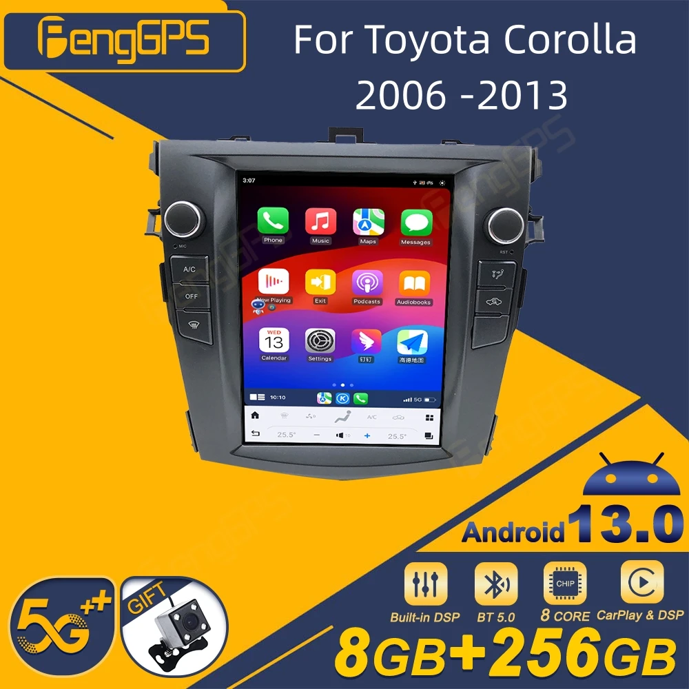 

Для Toyota Corolla 2006-2013 автомобильный радиоприемник беспроводной Carplay Android Auto интеллектуальная система мультимедийный плеер стерео GPS Navi Touch