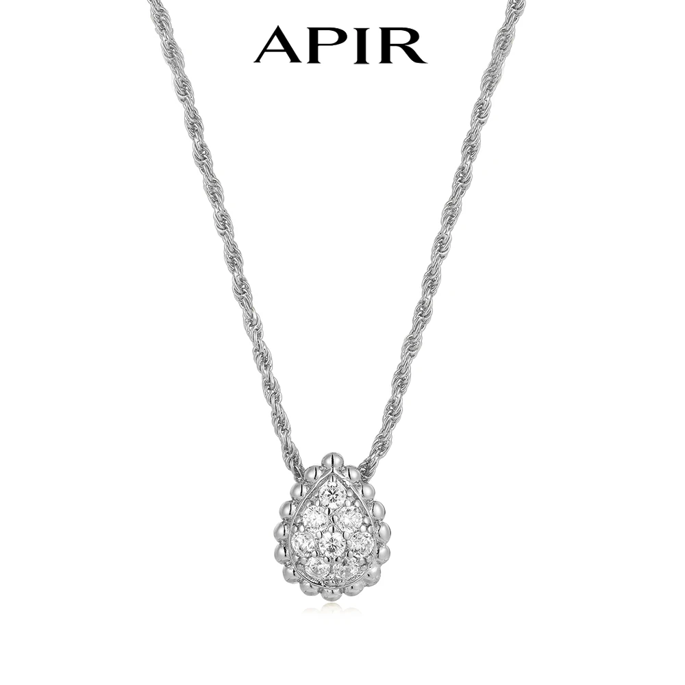

APIR 5A Zircon Water Drop Pendant Necklace for Women Plated with 18k Gold Bohemian Style Diamond Necklaces Brand Luxury Jewelry