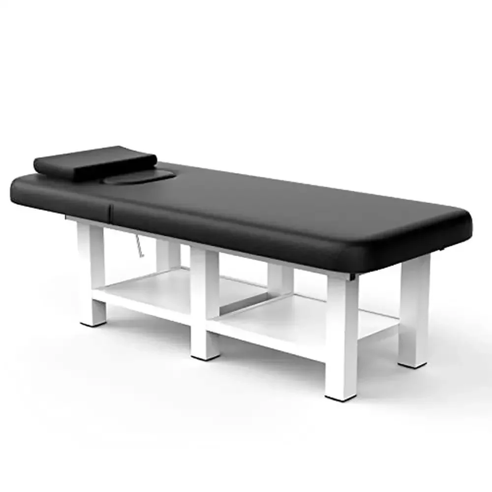 

Stationary Massage Table Metal Frame PU Leather Chest-Opening Design Comfortable Durable Professional Spa Bed Therapy Treatment