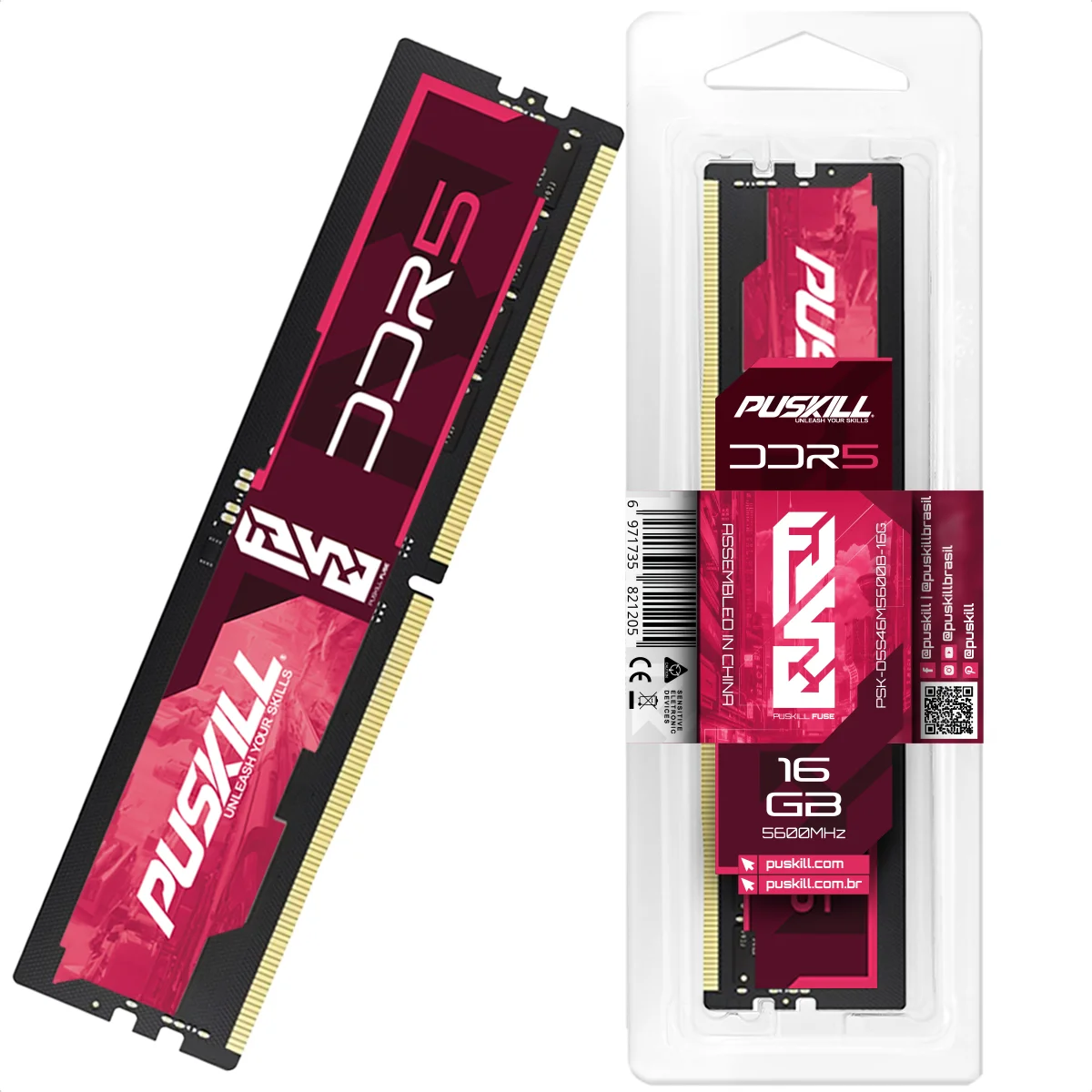 Memória Desktop Puskill Fuse 16gb Ddr5 5600mhz Cl46 1.1v