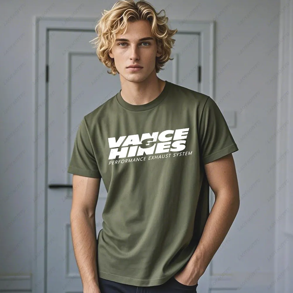 VANCE HINES Printed Fashion Man T-SHIRT Inspired Motorcycle Racing Exhaust Systems Male T Shirt Casual Loose Harajuku Soft Tees image 6