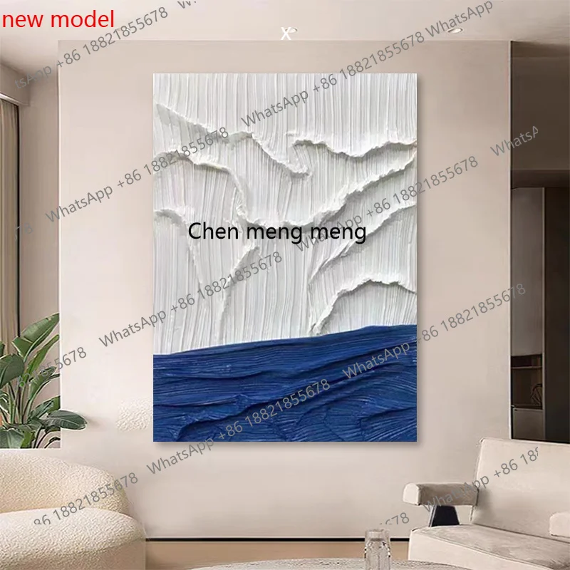 A74Modern living room entrance high sense physical decoration painting designer villa living room