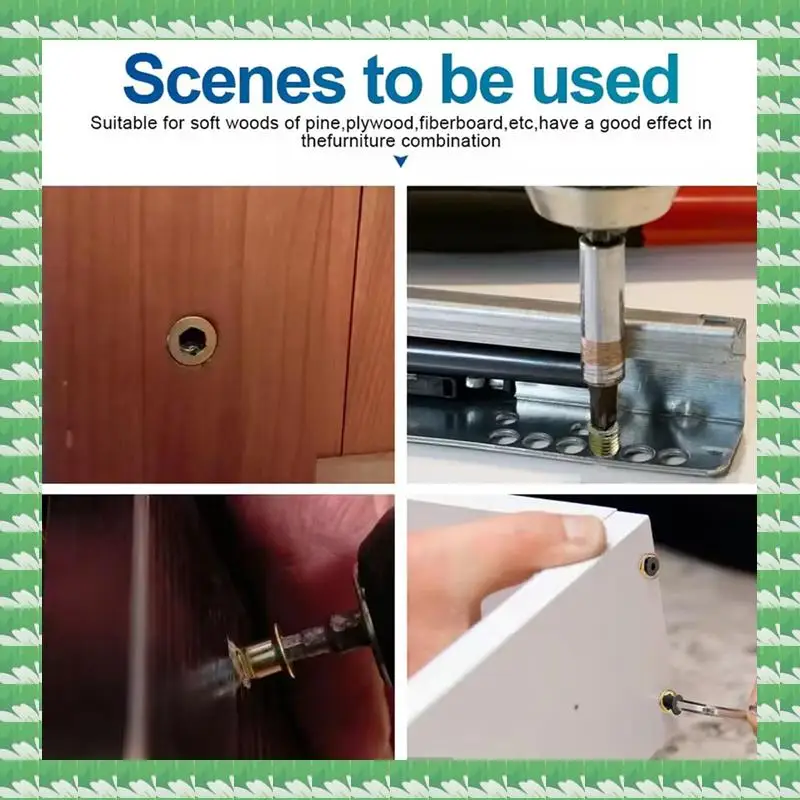 ONCE Wood Insert Bolt Fastener Connectors Threaded Inserts For Wood For Furniture Chair Table Desk Crib Bed, Fully Threaded