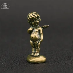 Retro Copper God of Love Cupid Statue Small Ornaments Brass Angel Figurines Desktop Decorations Home Decor Accessories for Room