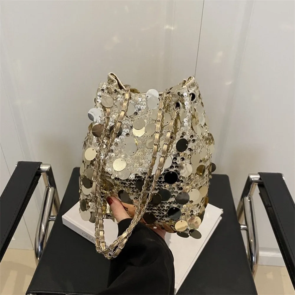 

Casual Shiny Evening Banquet Bag Chain Handheld Sequin Shoulder Bag Korean Style Large Capacity Crossbody Bag Women