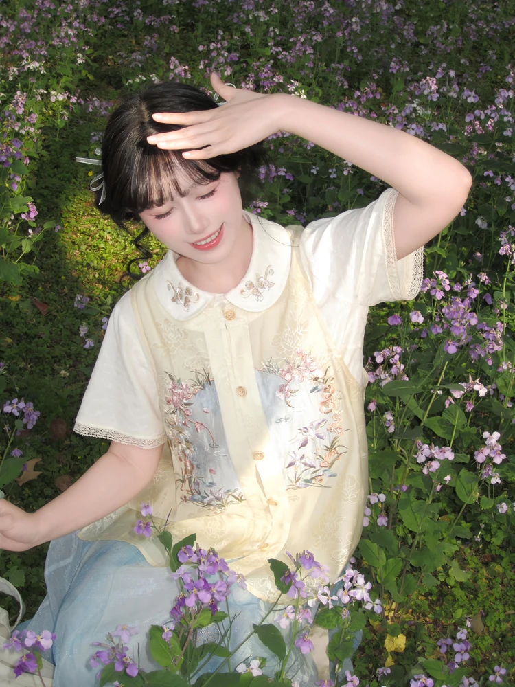 

Комплект традиционного китайского костюма Ханьфу Chuan Dai Time: вышитый костюм Тан, улучшенный фасон «Ма Мэй», повседневный национальный наряд для женщин