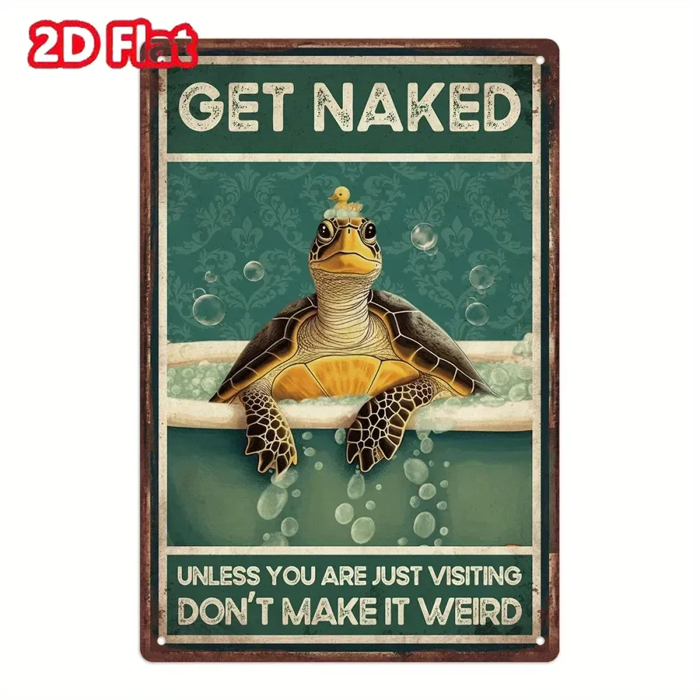 

TURTLEDECORCZ Знак для ванной комнаты с морской черепахой | Винтажный юмор Декор Подарок | Ванные комнаты, душевые и эко-космические места
