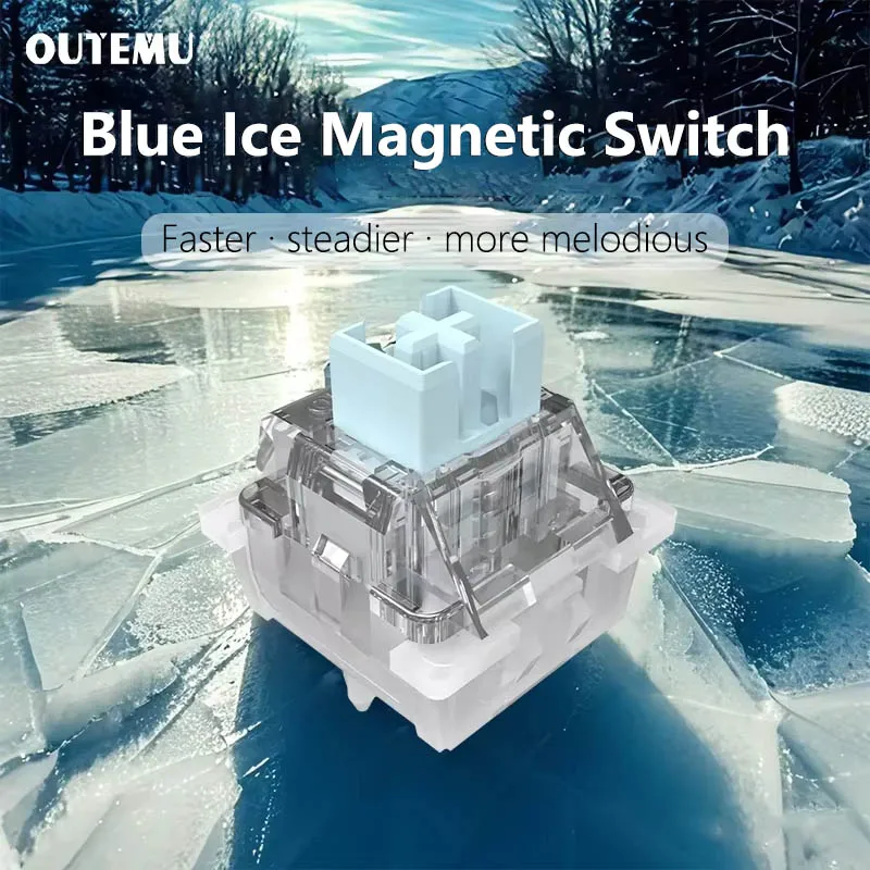 Outemu interruptor magnético de gelo azul, interruptores pré-lubrificados, configuração gratuita, pré-viagem, 40g, interruptor magnético linear, tecla