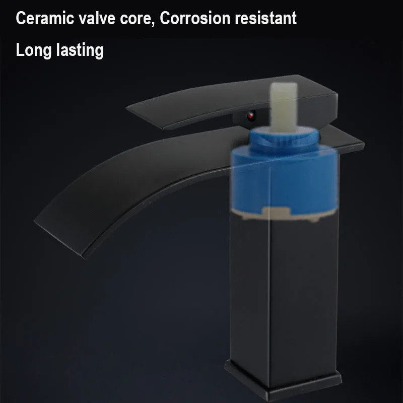 블랙 온수 냉수 믹서 탭, 욕실 대야 수도꼭지, 세척 대야 조리대 설치, 집 장식 하드웨어 액세서리