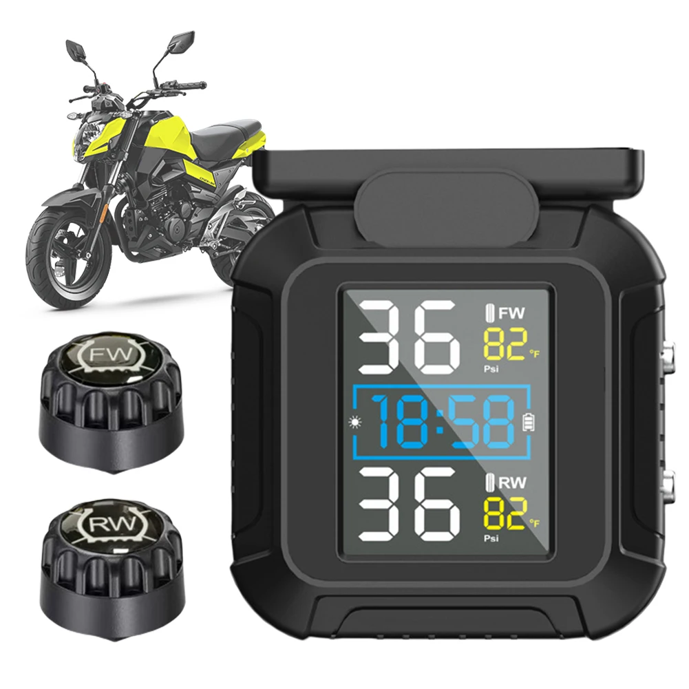 USB Solar Charging Motorcycle Waterproof Motorcycle Tire Pressure Monitoring System Tyre Temperature Alarm System