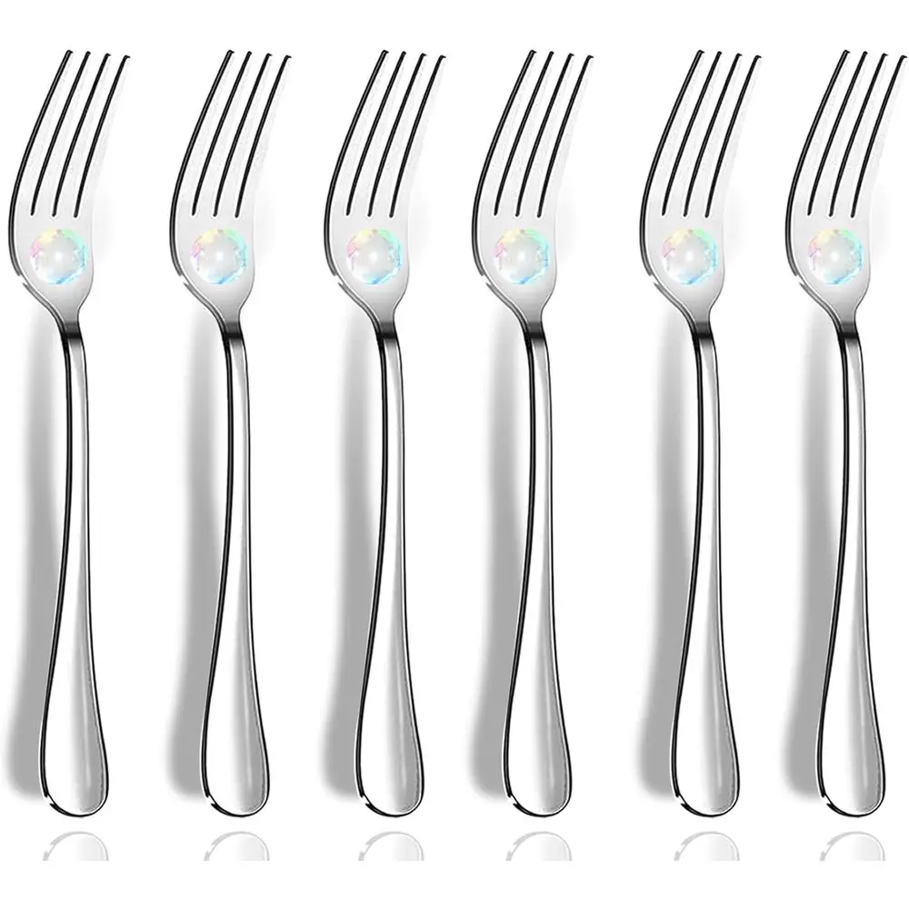 6-Piece High-Quality Stainless Steel Silverware Set, 8 Inches, Mirror Finish, Dishwasher Safe, Elegant Cutlery Set