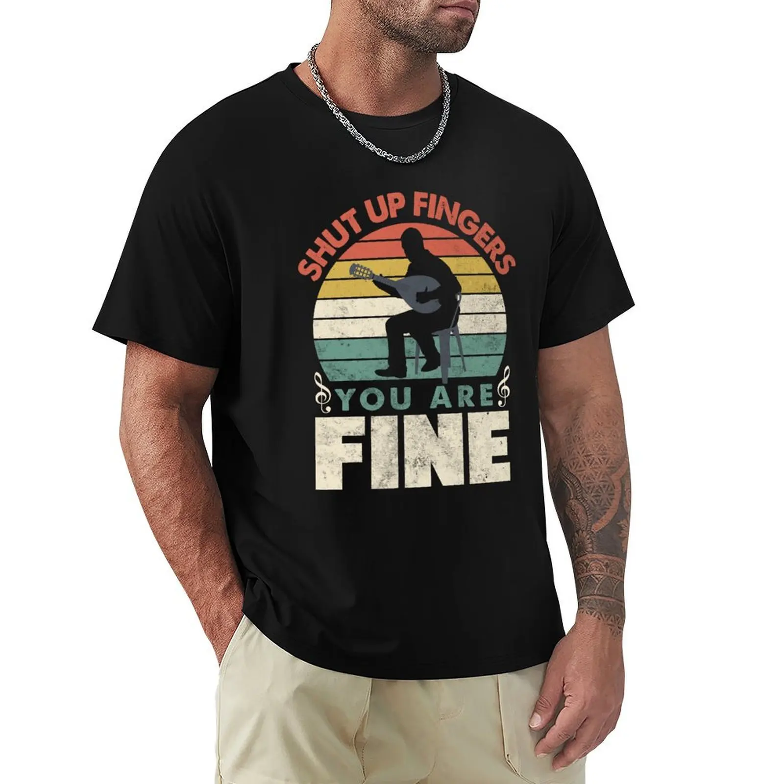 Mandolin Mandolinist Shut Up Fingers You Are Fine Funny T-Shirt Comfortable Workout Short Sleeve Shirt