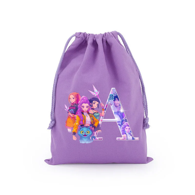 Kpop demon hunters bolsa com cordão para presente de festa, bolsa de cosméticos para crianças, armazenamento de desenhos animados, bolsa organizadora de tecido, bolso de higiene pessoal