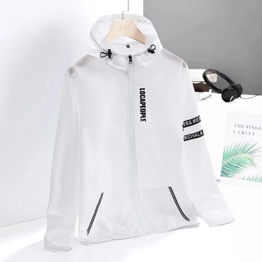 Summer Sun Protection Clothing Men's Casual Waterproof Quick-drying Bicycle Hooded Jacket Plus Size Hiking Thin Skin windbreaker