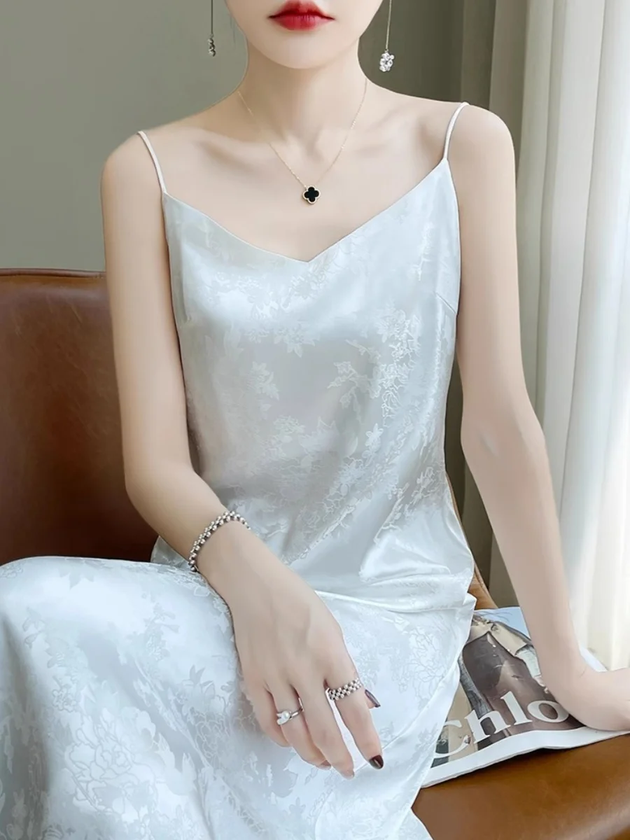 Zijde Satijn Wrap Dr Dames Zomer High-End Sensation Ele Vest Lange Rok Acetaat Afslanken Top V-ne A-lijn Dr